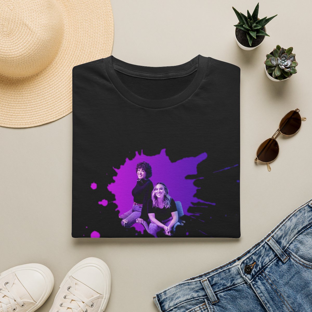 Purple Paint Splash Portrait T-Shirt | Photo Splash Design | Crime Junkies Podcast Merch