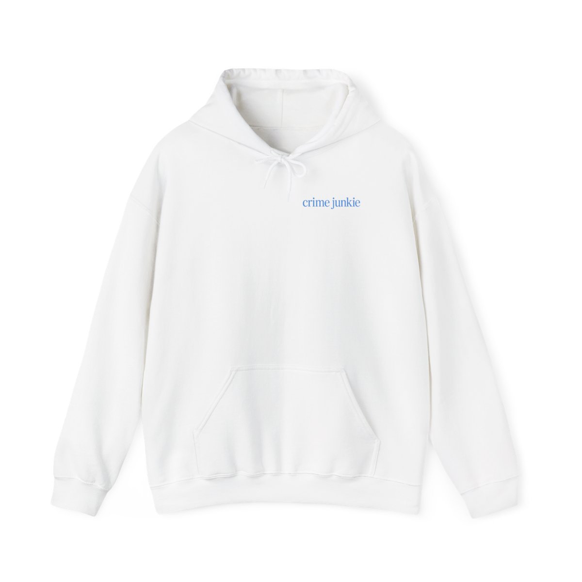 Crime Junkie text hoodie | "Always go a layer deeper" graphic hoodie | Crime Junkies Podcast Merch - alternate angle 2, merchandise