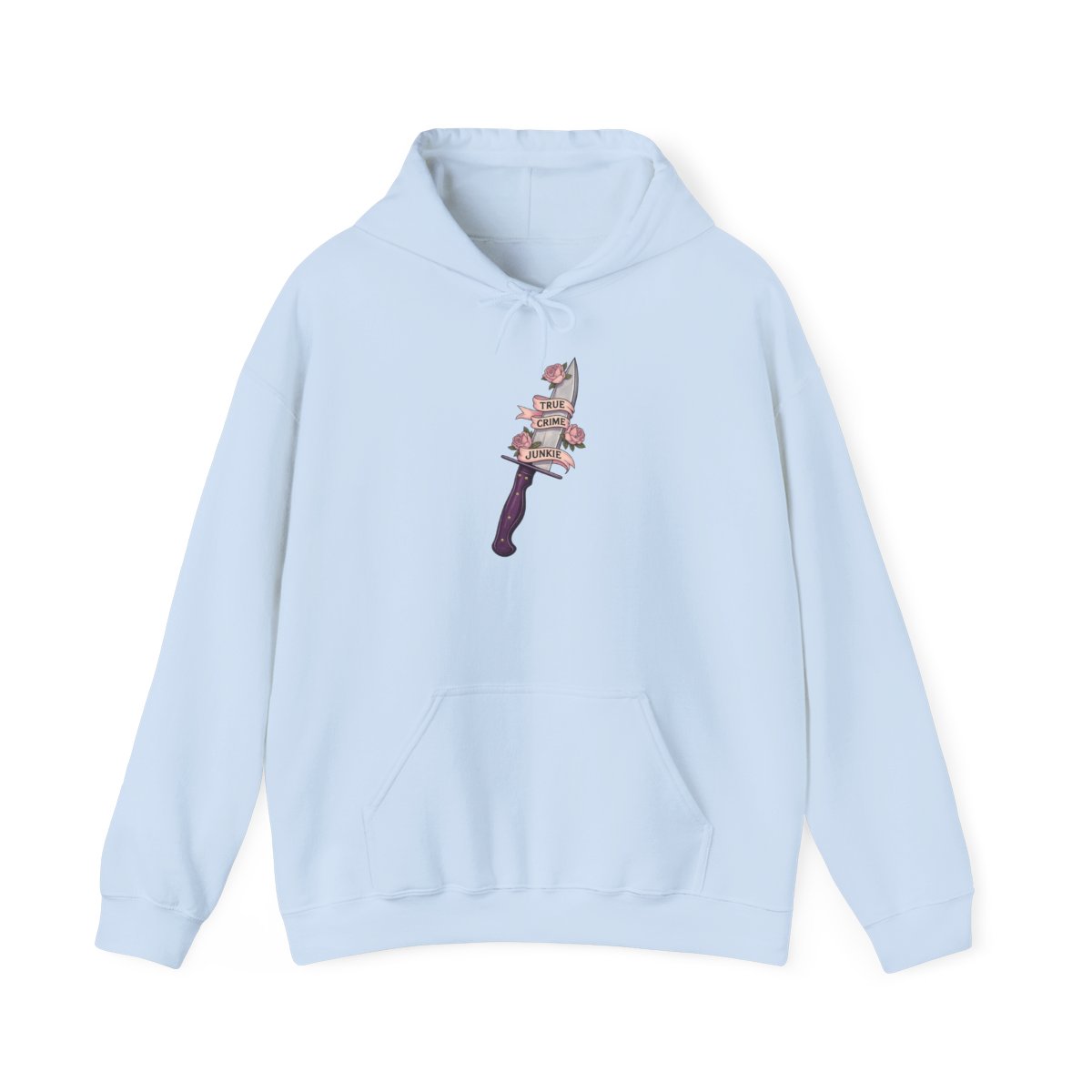 Stacked Roses Dagger Hoodie | Floral Knife Illustration | Crime Junkies Podcast Merch - alternate angle 3, merchandise
